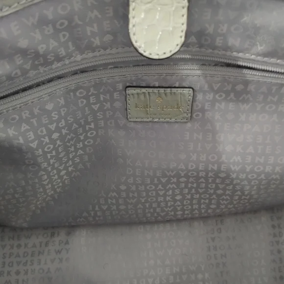 Kate Spade Gray Crocodile-Embossed Shoulder Bag - Picture 11 of 14